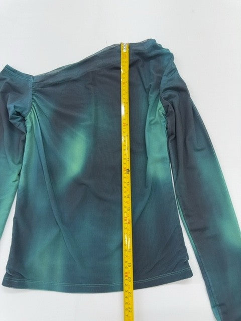 AMISU Women Teal Off Shoulder Ruffle Blouse Size M Pullover Knit
