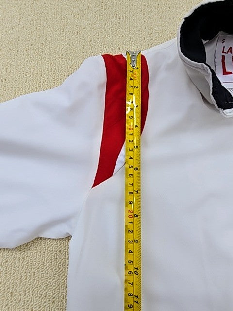 Lacoste Live White Track Jacket Men's S Zipper Hood Red Stripes
