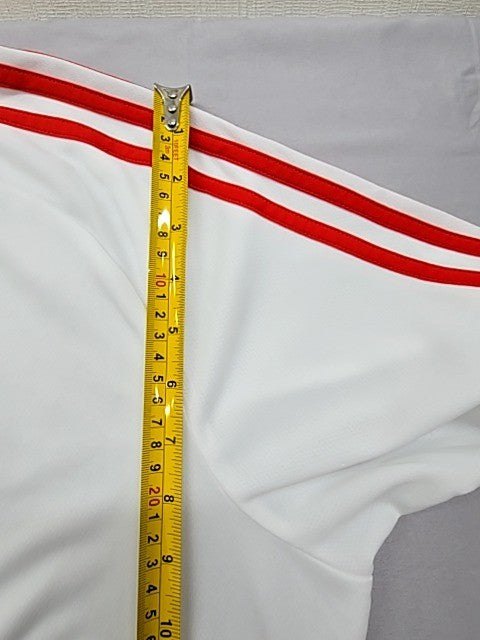 Adidas XL White/Red Striped AEROREADY Jersey Short Sleeve 3-Stripes