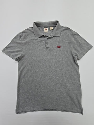 Levi's Boys Gray Polo Shirt Kids M Button Closure Logo Cotton Blend Regular