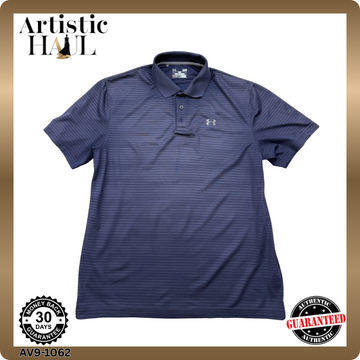 Under Armour HeatGear Golf Polo Shirt Men's Large Navy Striped