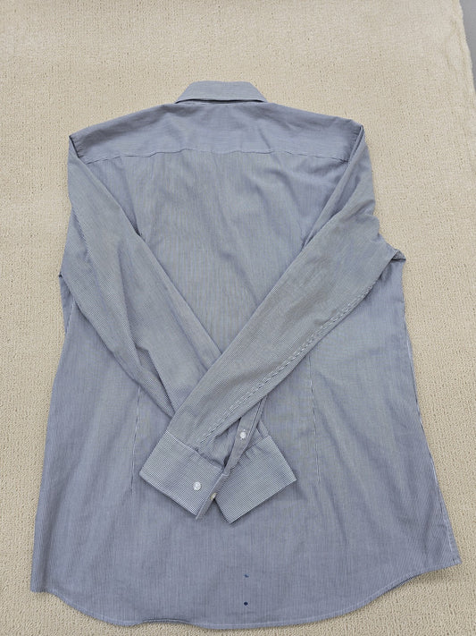 Boss Gray Striped Slim Fit Long Sleeve Dress Shirt Men's Regular