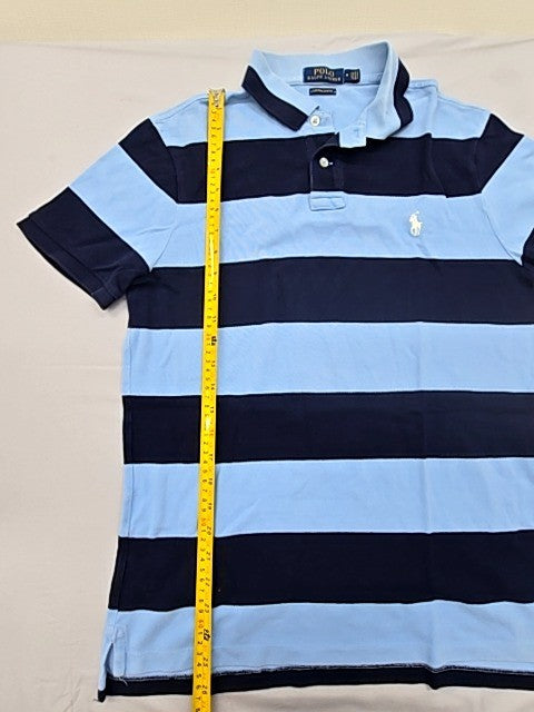 Polo Ralph Lauren Men's Light Blue Navy Striped Polo Shirt Size M Slim Fit