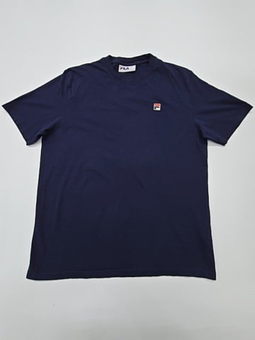 FILA Men Navy Graphic Cotton Crew Neck T-Shirt Size L - Regular Fit