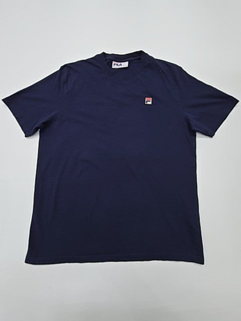 FILA Men Navy Graphic Cotton Crew Neck T-Shirt Size L - Regular Fit