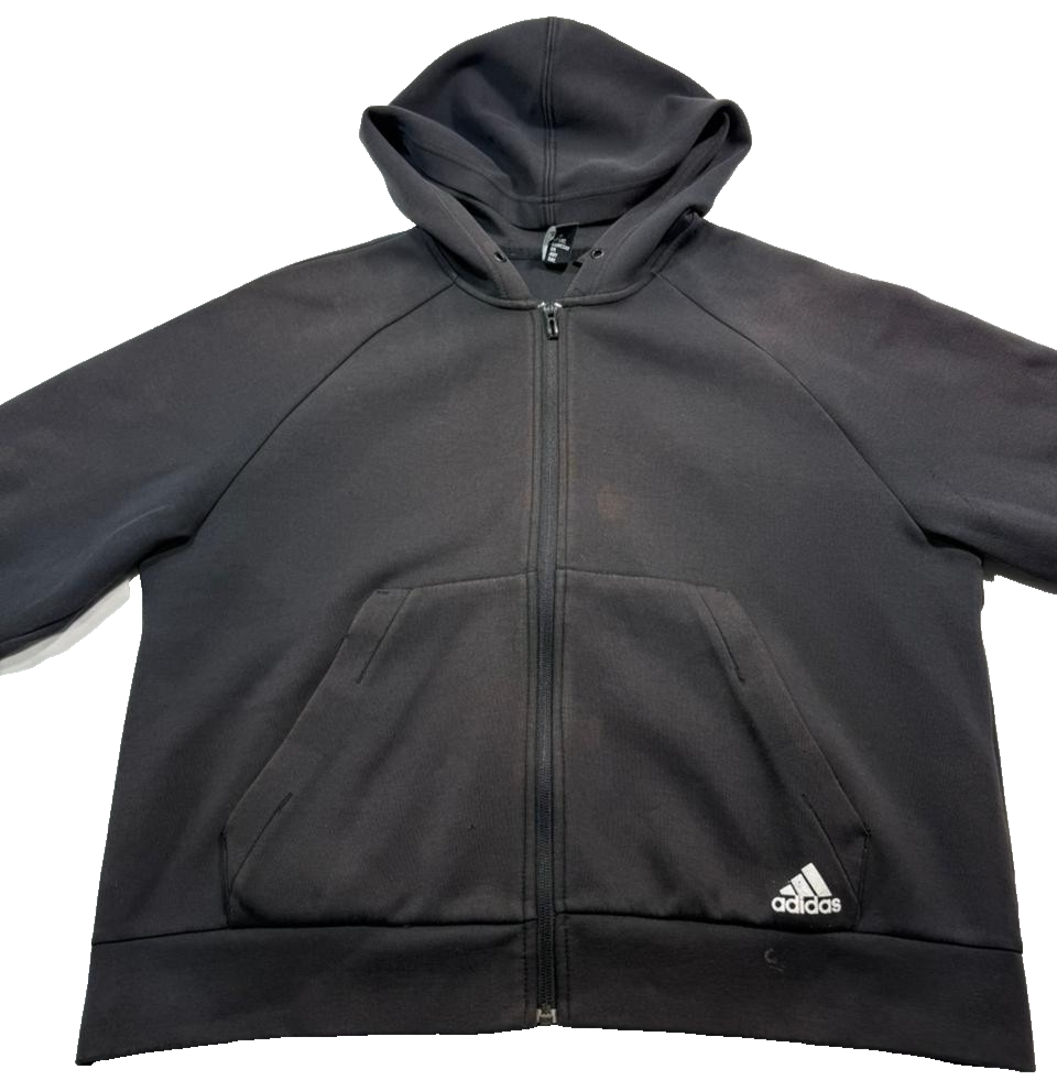 Black Adidas Hoodie Zip Up Men's Size XL Made In China