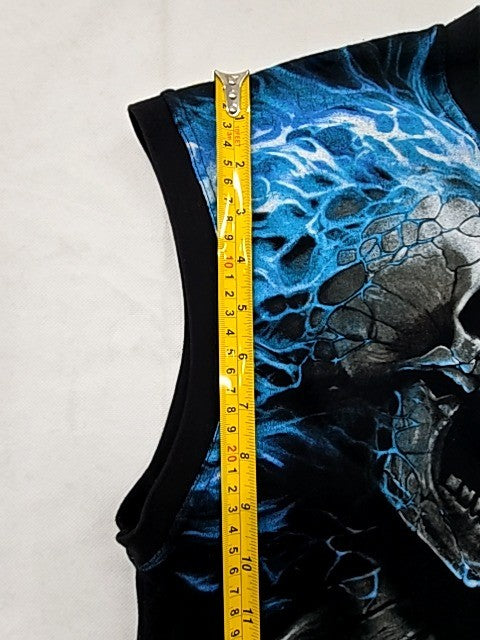 Spiral Direct Black/Blue Skull Gothic Tank Top L Cotton Sleeveless