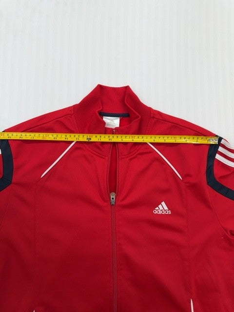 Adidas Men's Red Blocking Track Jacket 3-Stripes Full Zip