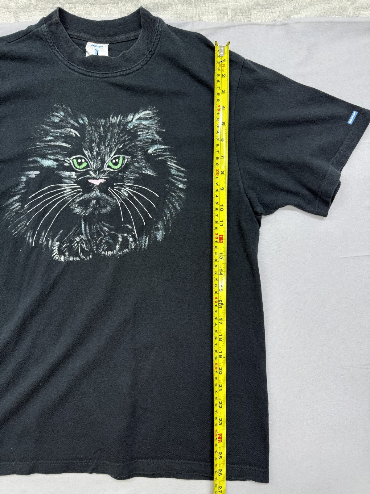 Decathlon Black Cat Graphic Print Cotton T-Shirt Size L