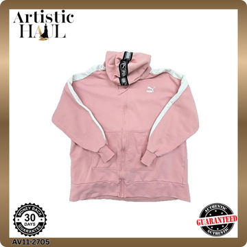 PUMA Women's Pink Zip Hoodie XL Regular Fleece Essentials