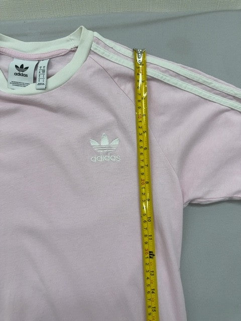 Adidas Originals Pink Women's S Short Sleeve 3-Stripes T-Shirt Cotton