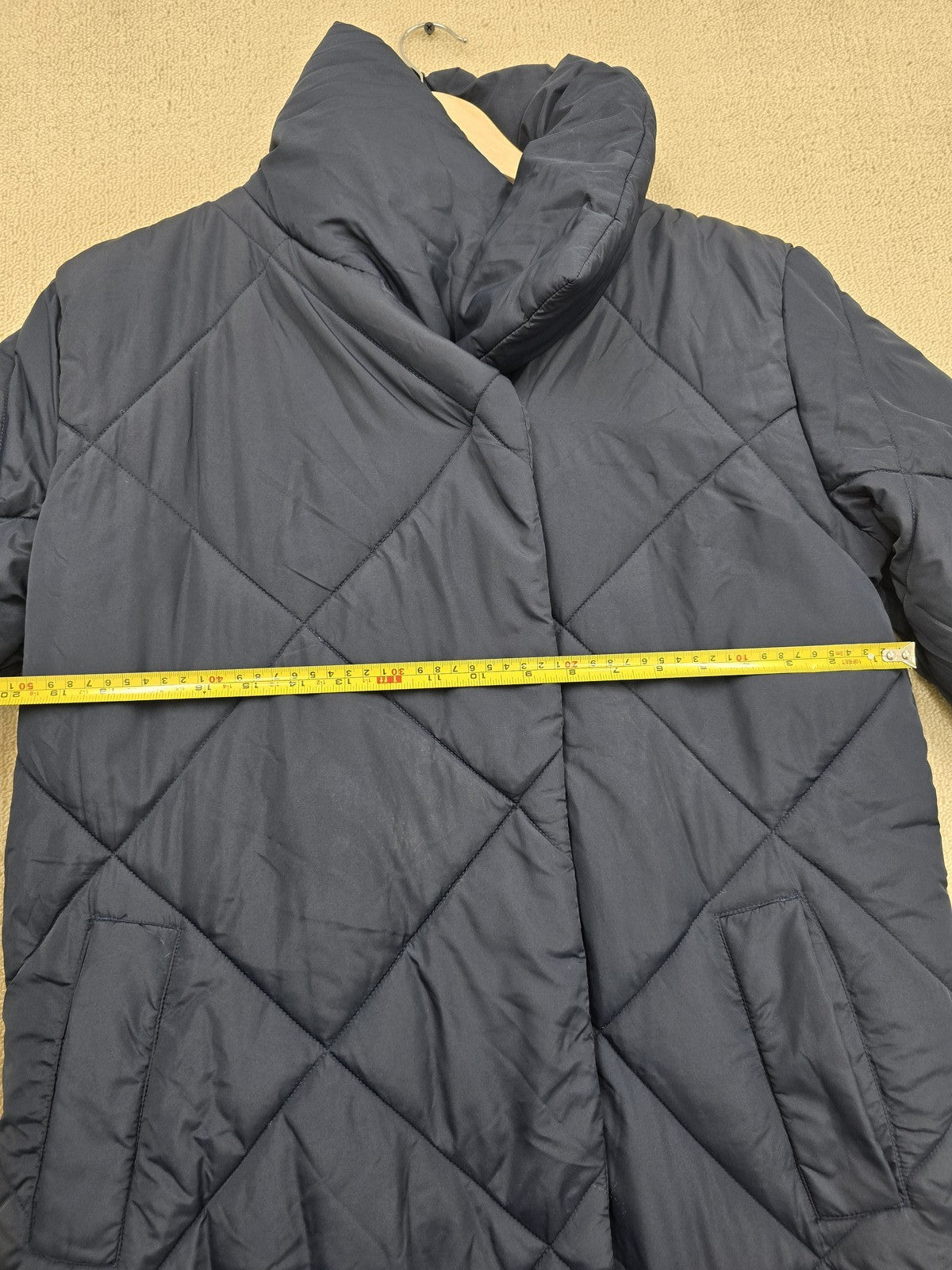 French Connection Navy Quilted Puffer Coat XS Long Winter Women