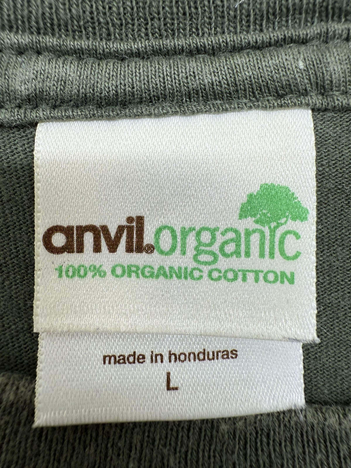 Anvil Organic Unisex L Tiger WWF Conservation Tee Olive Green