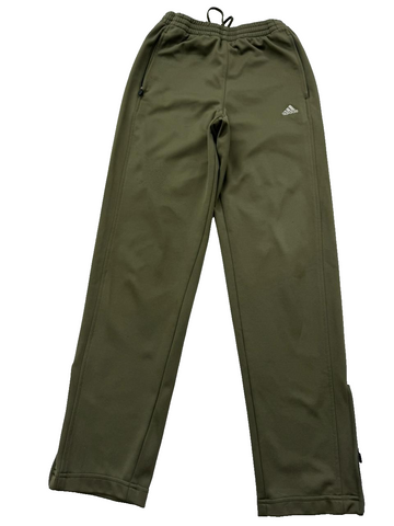 Adidas Men's Green Track Pants M Elastic Waist Drawstring Side Zips