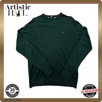 Tommy Hilfiger Men's XL Green Pima Cotton Cashmere Pullover Sweater