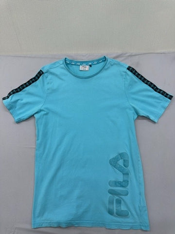 Fila Turquoise Logo T-Shirt 15-16Y Short Sleeve Contrast Bands NWT