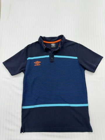 Umbro Men's Navy Blue Striped Polo Shirt Size S Cotton