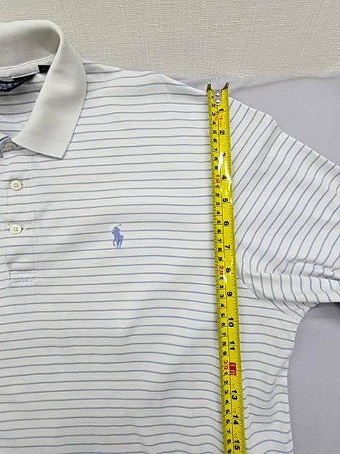 Polo Ralph Lauren Men's White Blue Stripe Golf Polo Shirt Size L