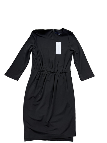 French Connection Black Boatneck Elbow Sleeve Dress Visc
