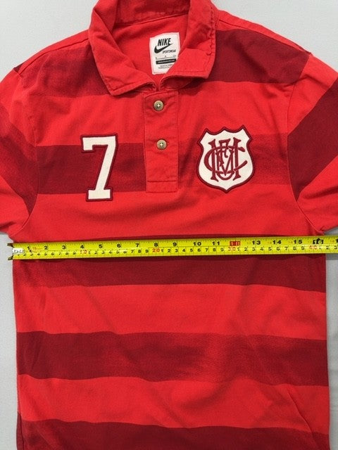 Nike Men's Red White Striped Polo Shirt Small Cotton