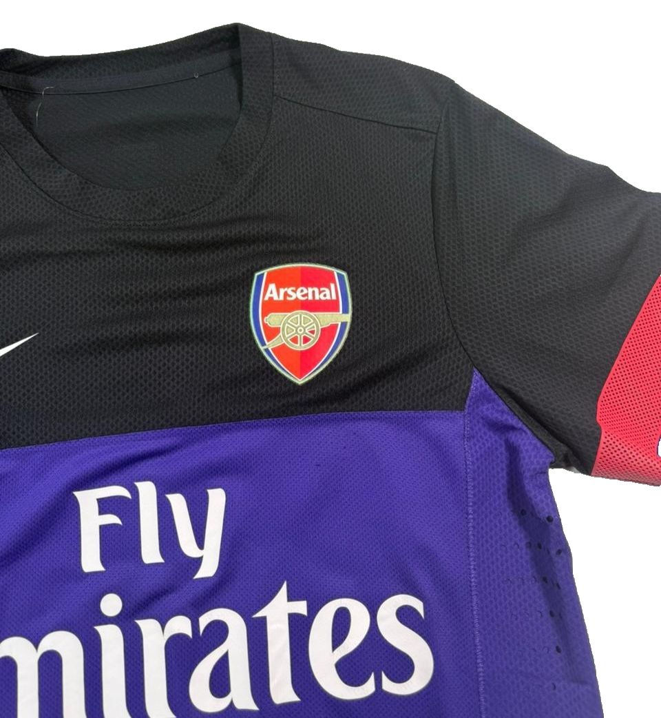 Nike Arsenal Purple Black Striped Training Shirt Fly Emirates Soccer Jersey S/M