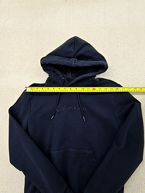 Calvin Klein Unisex Navy Hooded Pullover Hoodie Size S Fleece