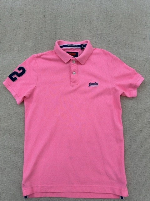 Superdry Men's Pink Classic Pique Polo Shirt Size L