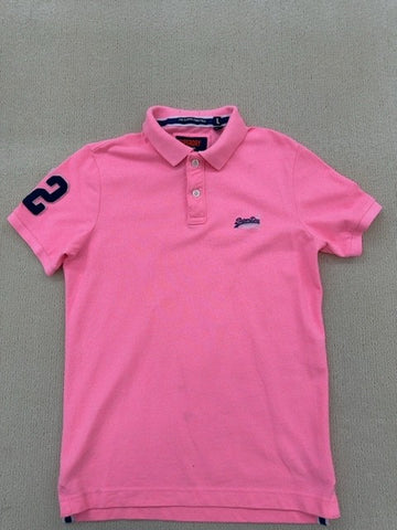 Superdry Men's Pink Classic Pique Polo Shirt Size L