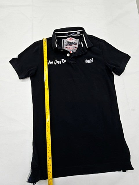 Superdry Men's Black Cotton Pique Polo Shirt XS Short Sleeve