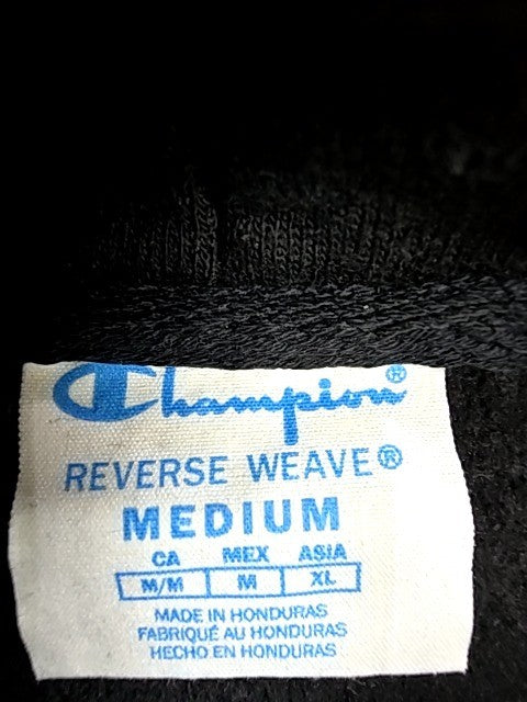 Champion Reverse Weave Black Hoodie Men's M Fleece Side Gussets