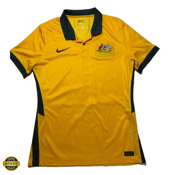 Men Nike Australia Jersey Home 2014 Aus Dri-FIT Yellow Green Shirt Size L