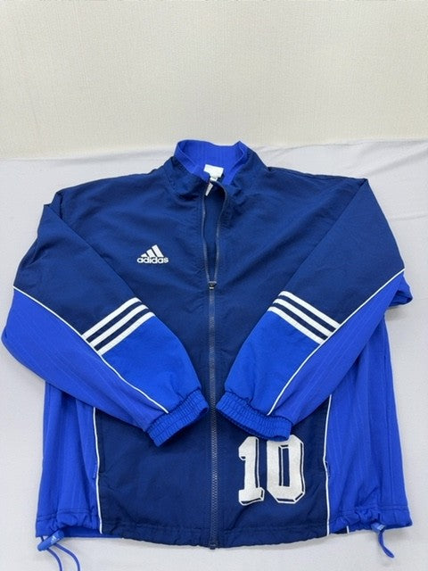 Vintage Adidas Women's Blue Track Training Jacket M #10 Soccer Zip