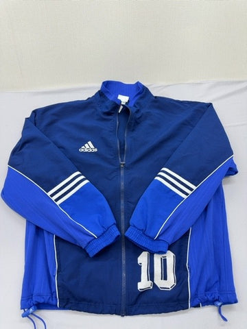 Vintage Adidas Women's Blue Track Training Jacket M #10 Soccer Zip