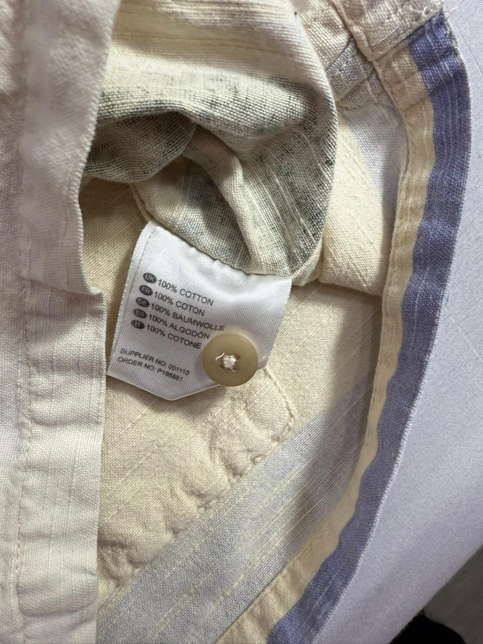 Dickies Men's Large Beige Tropical Palm Print Short Sleeve Button-Up Shirt 100%
