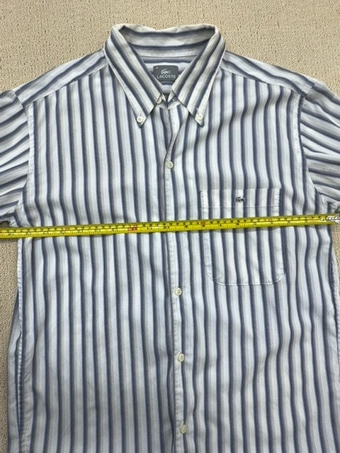 Lacoste Blue White Striped Button Down Long Sleeve Men's Sz 41 Regular