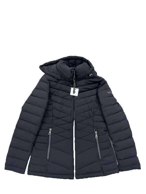 DKNY Black Hooded Puffer Jacket Women's S Packable Winter
