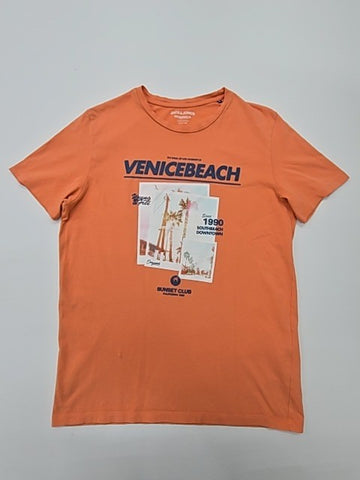 Jack & Jones Men Orange Graphic Logo T-Shirt Size M - Regular Fit