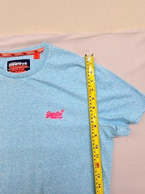 Superdry Men's Light Blue Embroidered Logo T-Shirt XL Slim Fit