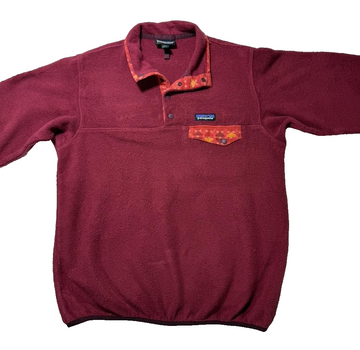Patagonia Women'S Large Synchilla Lightweight Snap-T Pullover Red Arrow Aztec