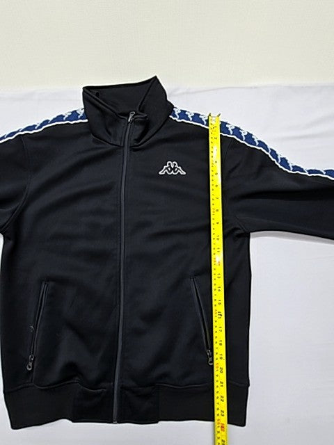 Kappa Men's Black Stripe Track Jacket M Polyester Zipper Med