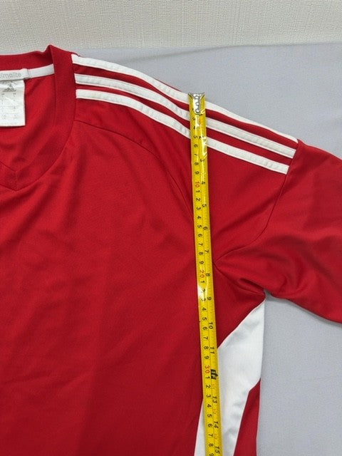 Adidas Red Soccer Climalite Jersey L Athletic Fit Moisture Wicking