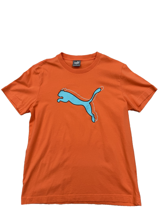 Puma Men's Orange T-Shirt – Size M, Short Sleeve, Crew Neck