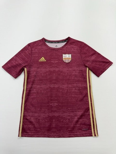 Adidas Boys Burgundy Soccer Jersey T-Shirt Side Stripe XL