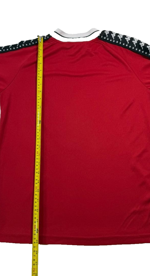Kappa Men's Red Banda Long Sleeve Shirt White Logo Taped Sleeves Stars Size M
