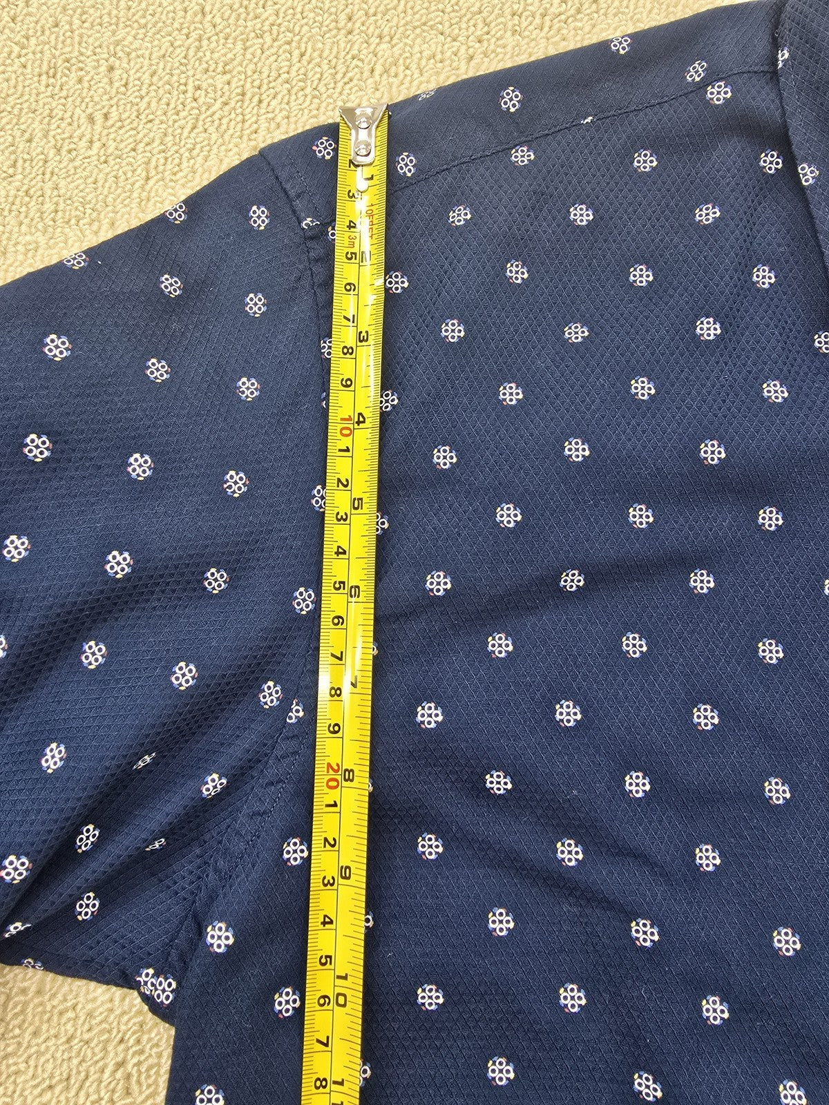 Kenneth Cole NY Men's XL Navy Polka Dot Long Sleeve Button-Down Shirt