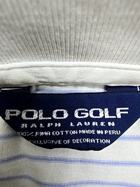 Polo Ralph Lauren Men's White Blue Stripe Golf Polo Shirt Size L