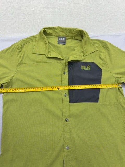 Jack Wolfskin Men's Lime Green Nylon Button-Down Shirt Size M