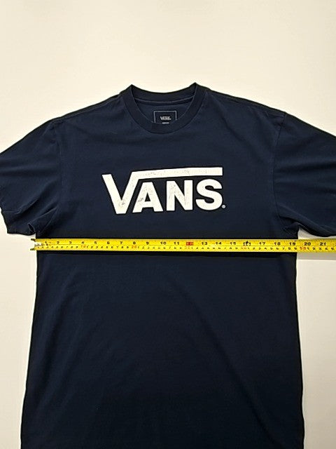 Vans Men Black Logo Graphic T-Shirt Size M Classic Fit Crew Neck