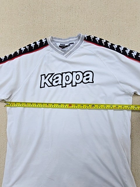 Kappa Men's XL White Short Sleeve Striped V-Neck T-Shirt Regular