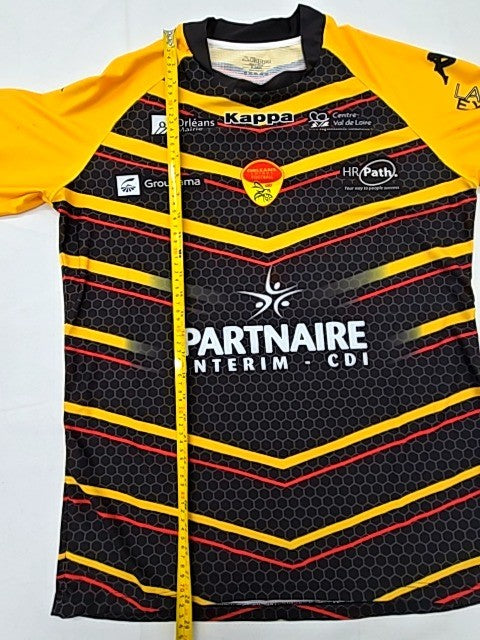 Kappa Men's XL Black/Yellow/Red Striped Rugby Jersey Short Sleeve
